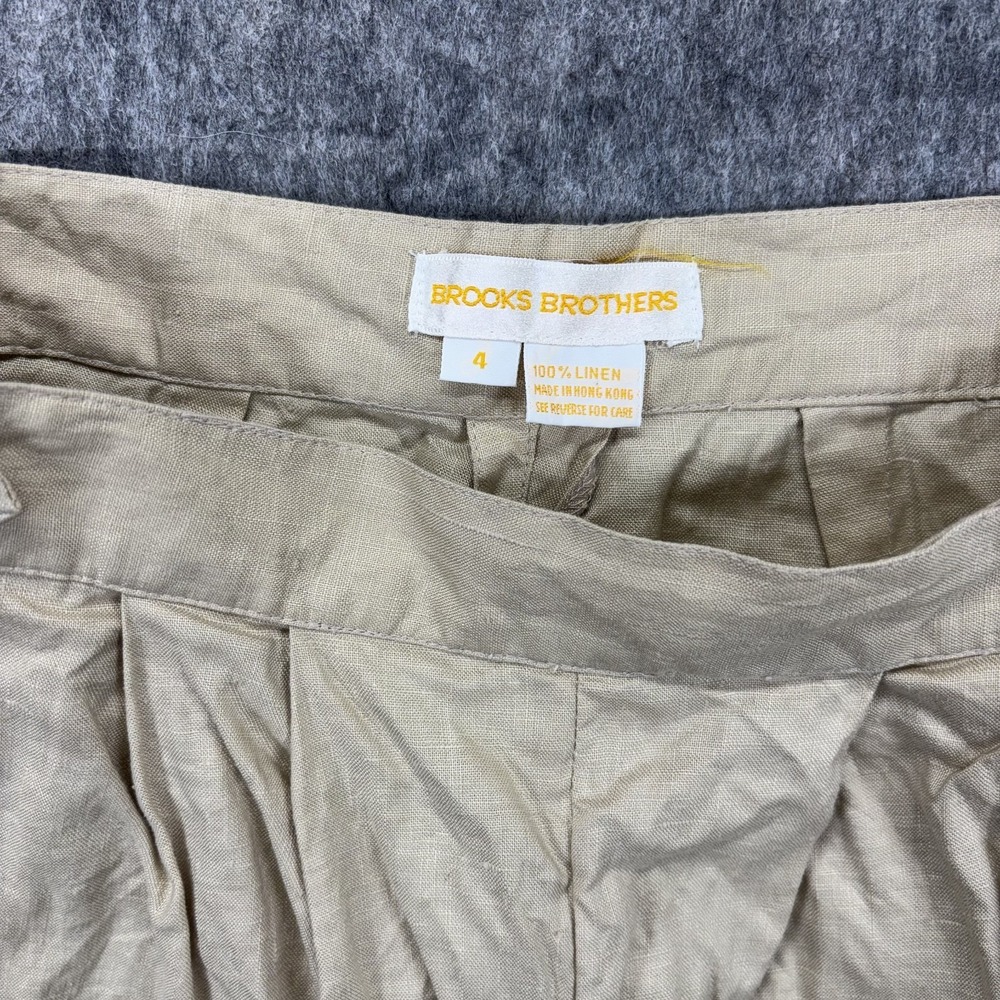 Vintage Brooks Brothers Linen Shorts Women's 4 24 x 10 Tan Harem Preppy - Picture 7 of 8